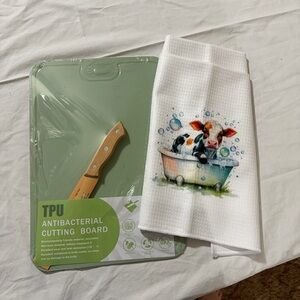 Kitchen Bundle  cutting mat, knife, & hand towels NWT